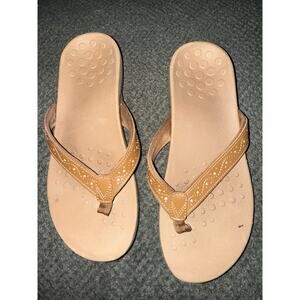 Vionic Aliza Comfort Flip Flops Arch & Heel Support Sz 9.5 Casual Brown Thong